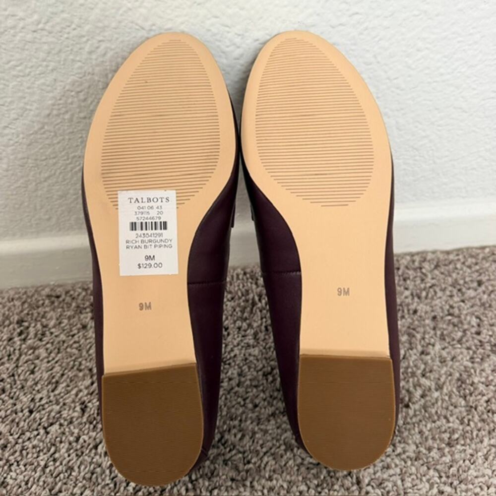 Talbots Rich Burgundy Ryan Bit Piping 1/2" Heel Loafers Women's 9M New In Box - Picture 7 of 12